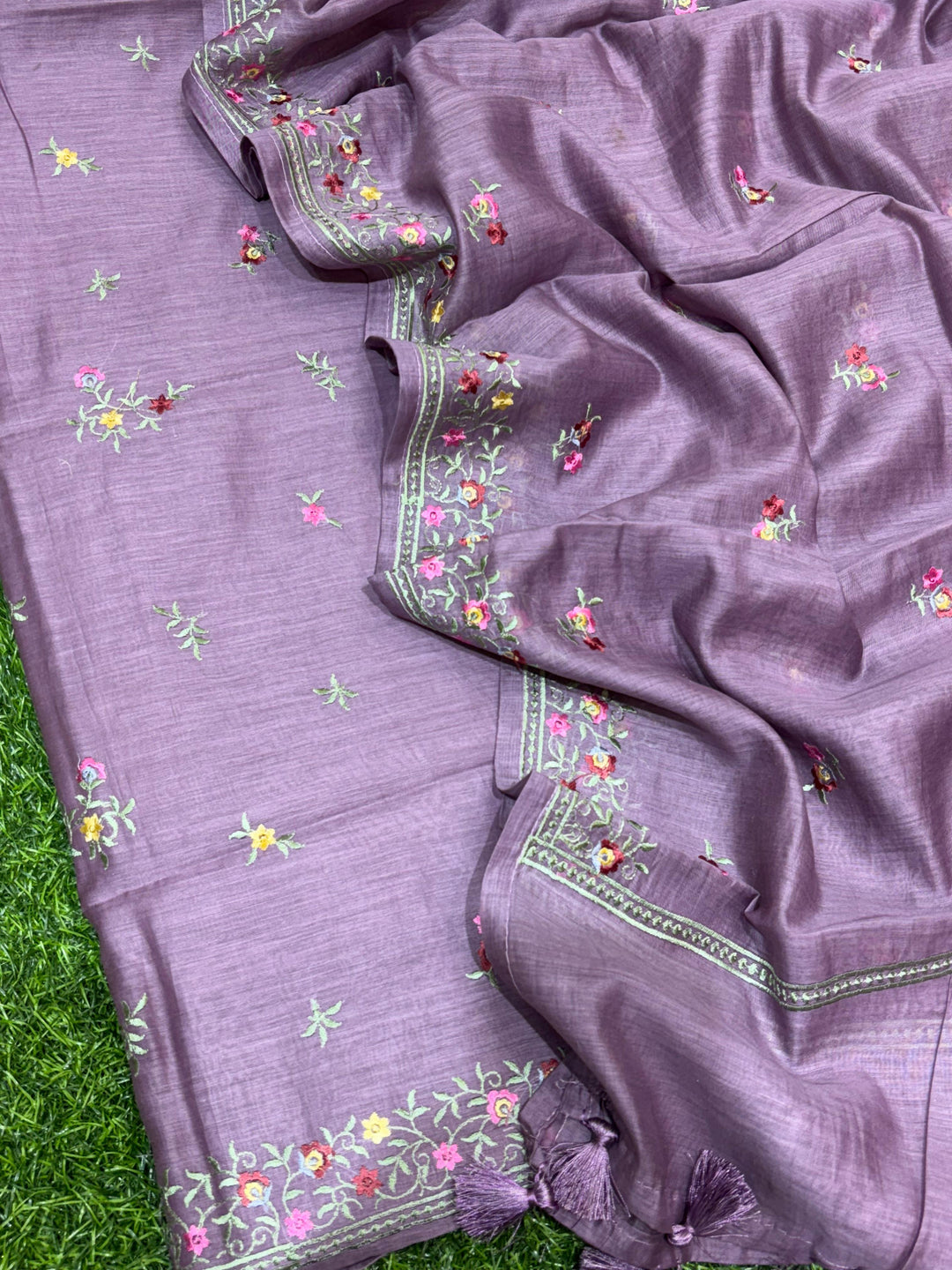 Pure Banarasi Resham Chanderi Silk Unstitched Suit With Embroidery Work