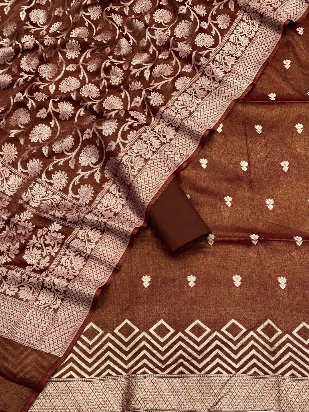 Pure Banarasi Crepe Tissue Silk Unstitched Suit