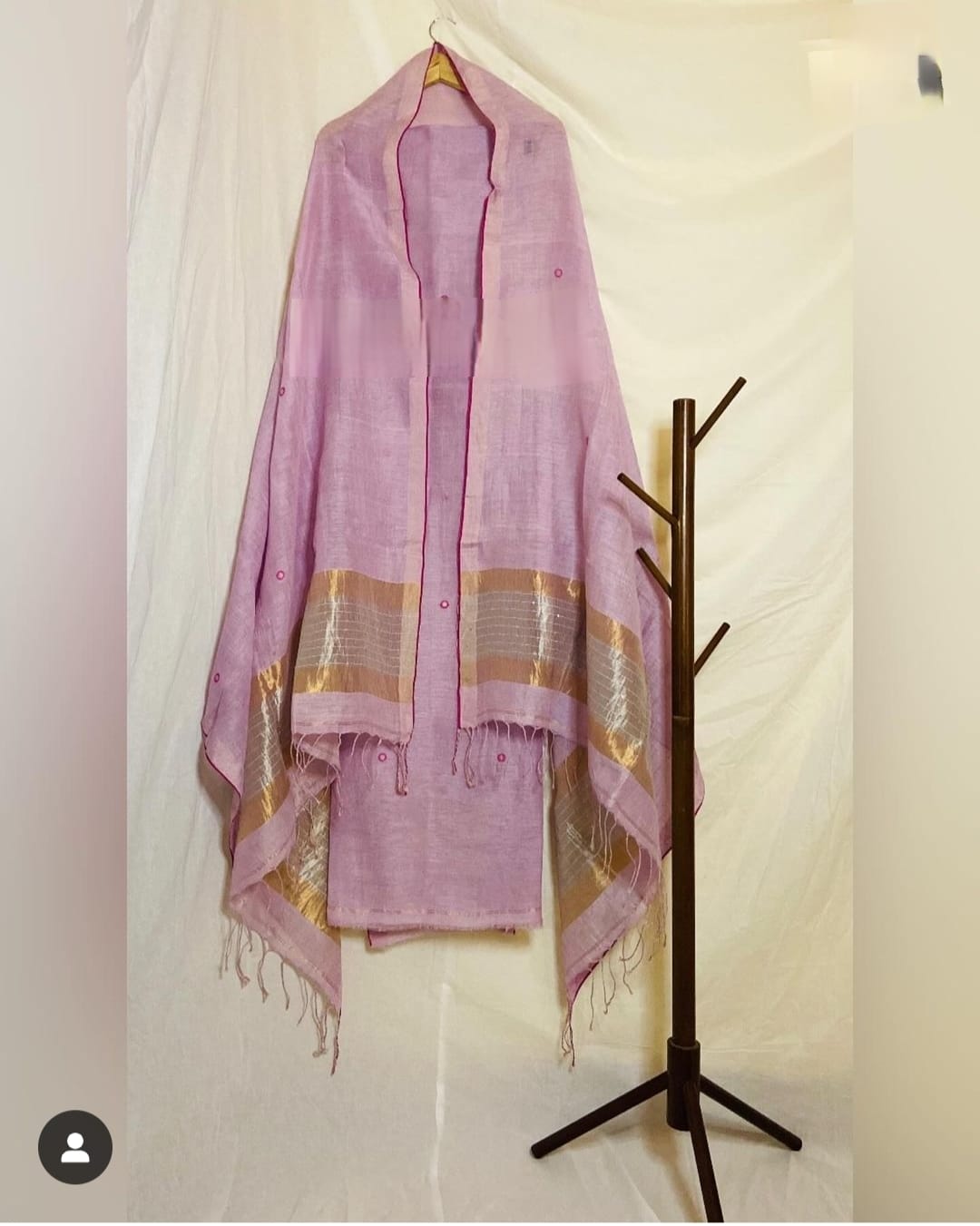 Pure Silk By Linen 2PC Jamdani Unstitched Suit with Tissue Zari Palla