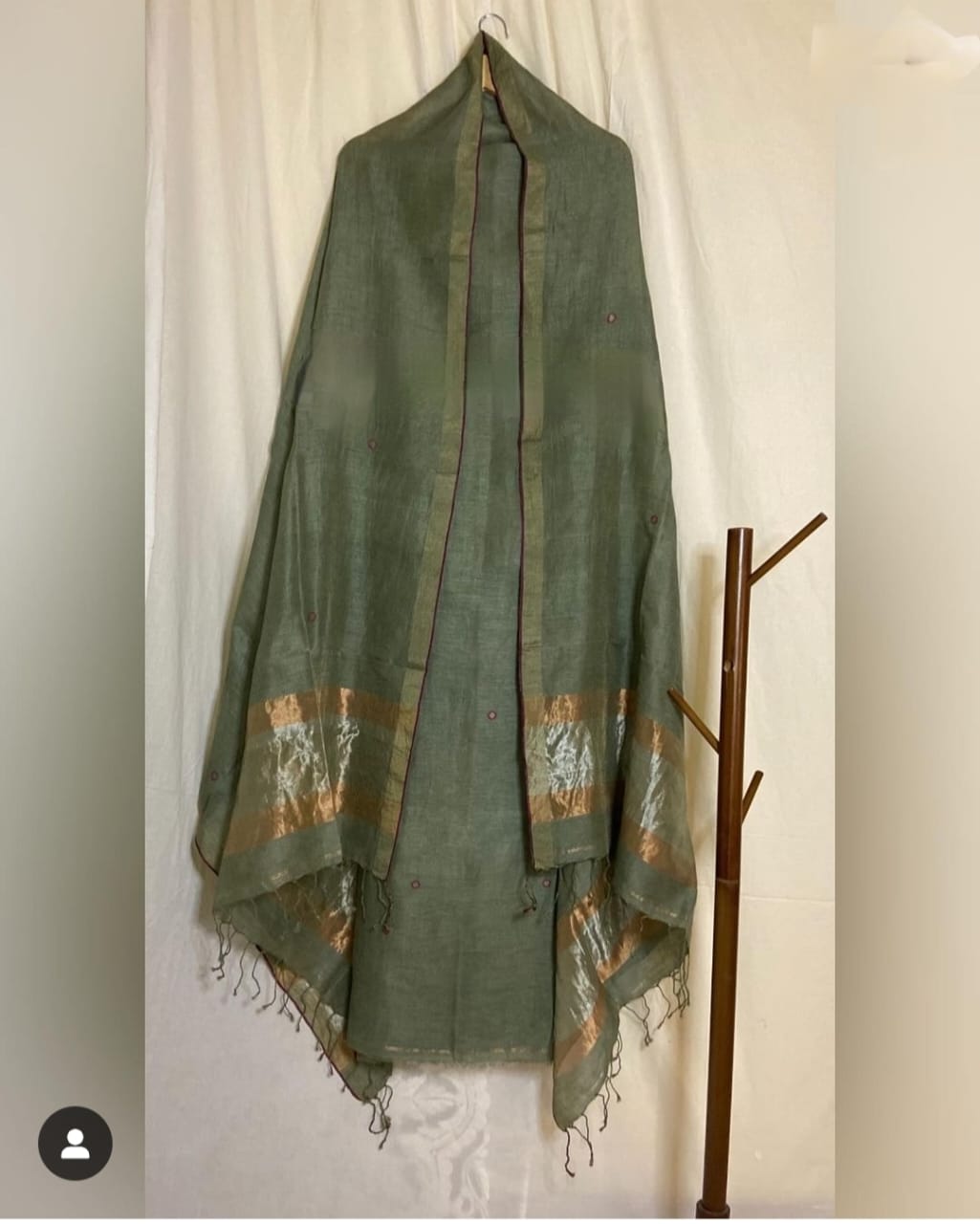 Pure Silk By Linen 2PC Jamdani Unstitched Suit with Tissue Zari Palla