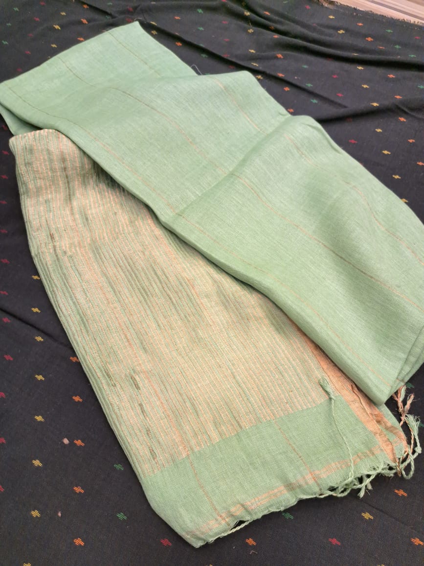 Pure Linen By Linen Saree With Zari palla