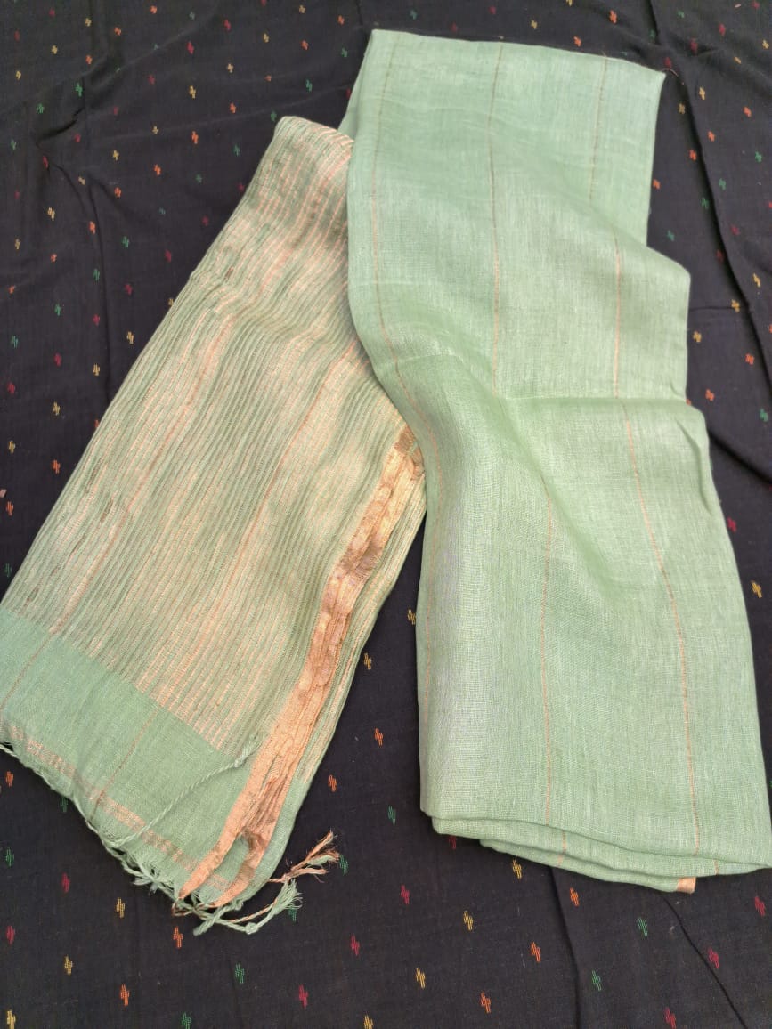 Pure Linen By Linen Saree With Zari palla