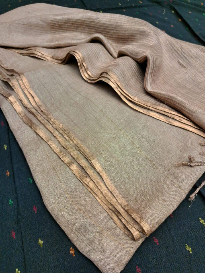 Pure Linen By Linen Saree With Zari palla