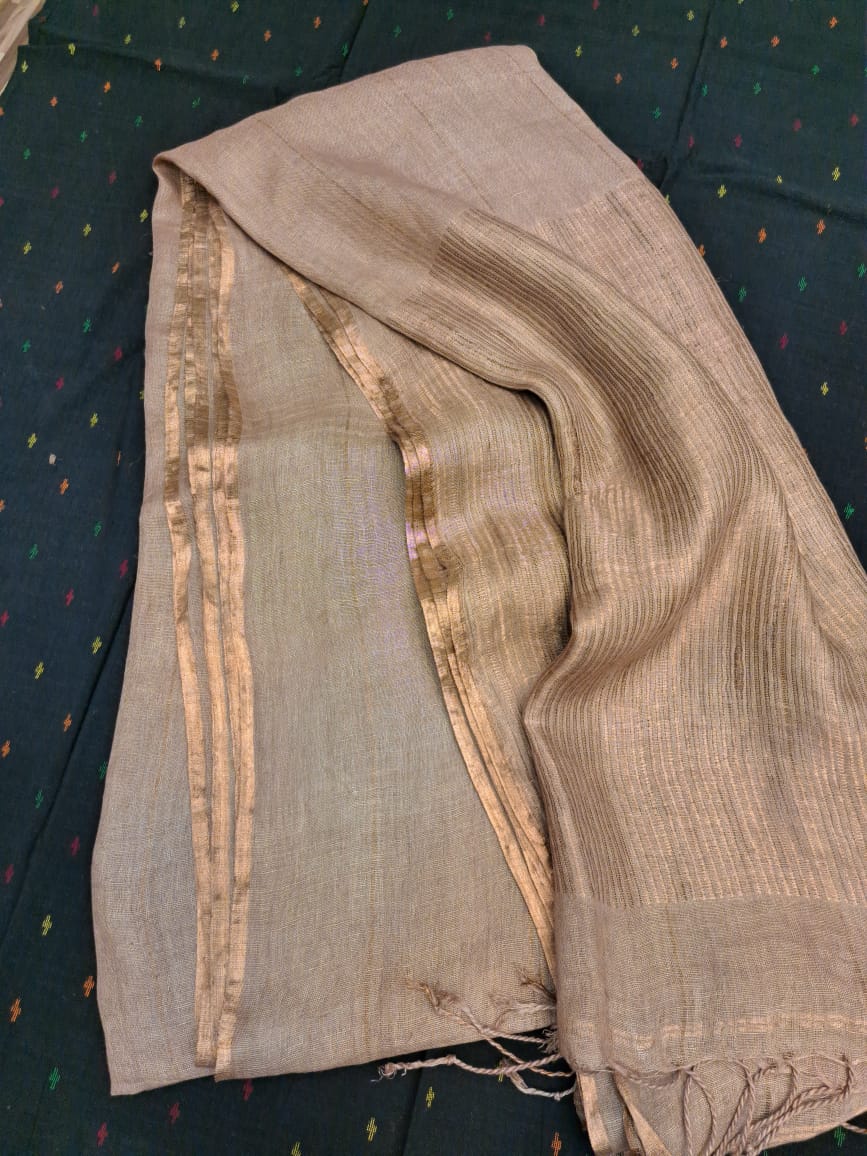 Pure Linen By Linen Saree With Zari palla