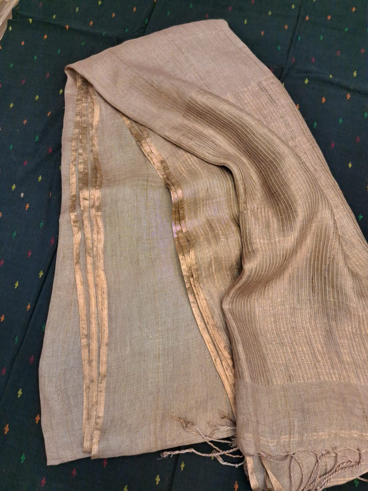 Pure Linen By Linen Saree With Zari palla