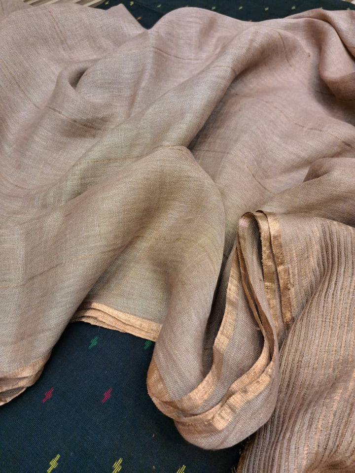 Pure Linen By Linen Saree With Zari palla