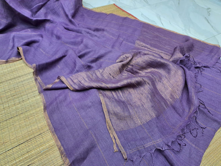 Pure Linen By Linen Saree With Zari palla