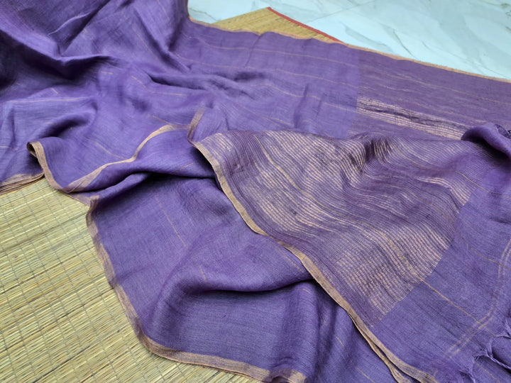 Pure Linen By Linen Saree With Zari palla