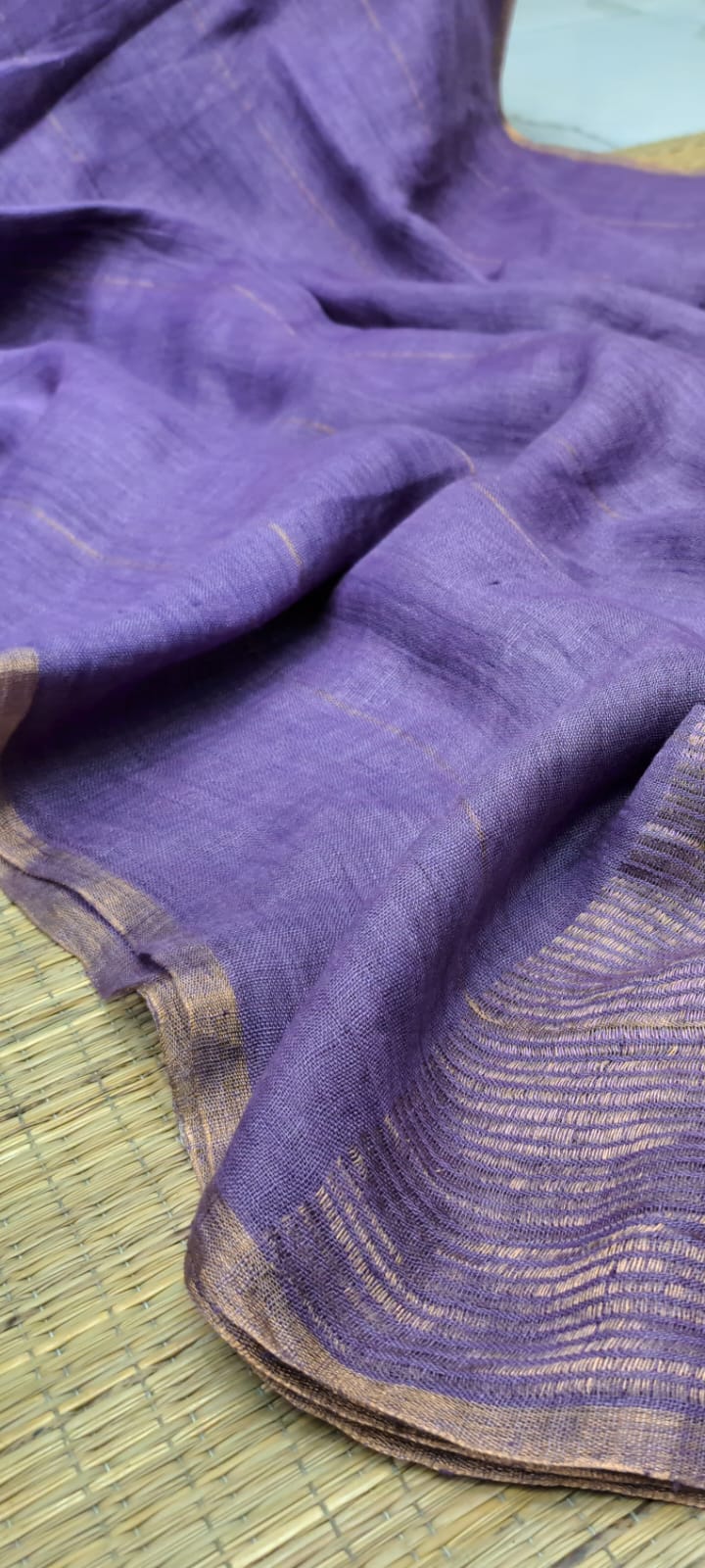 Pure Linen By Linen Saree With Zari palla