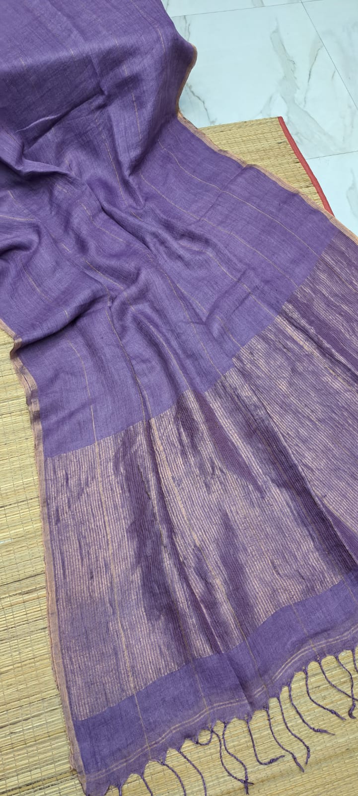 Pure Linen By Linen Saree With Zari palla