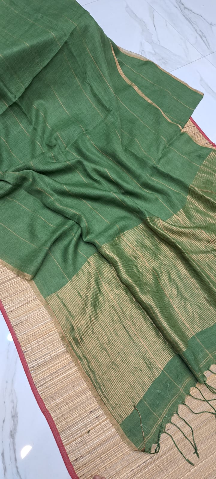 Pure Linen By Linen Saree With Zari palla