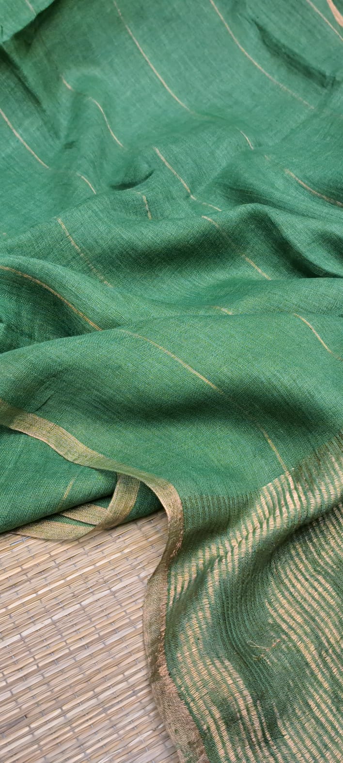 Pure Linen By Linen Saree With Zari palla