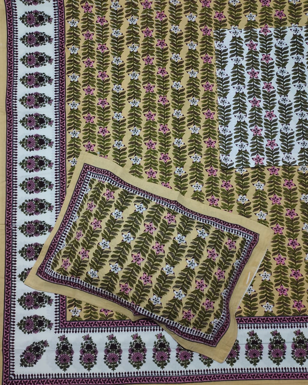Pure Cotton HandBlock Premium King Size Bedsheet