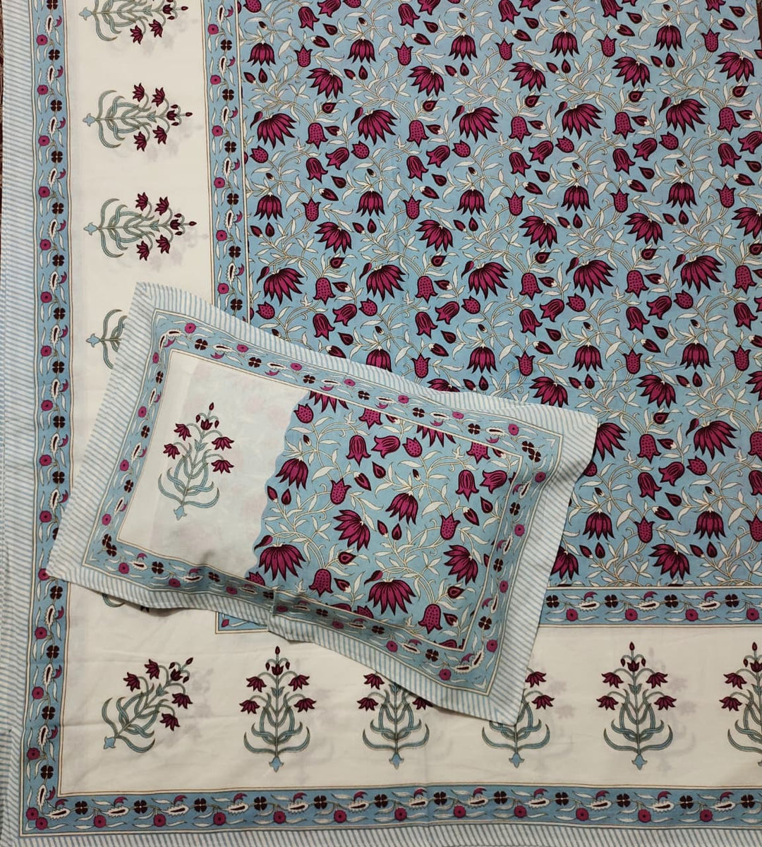 Pure Cotton HandBlock Premium King Size Bedsheet