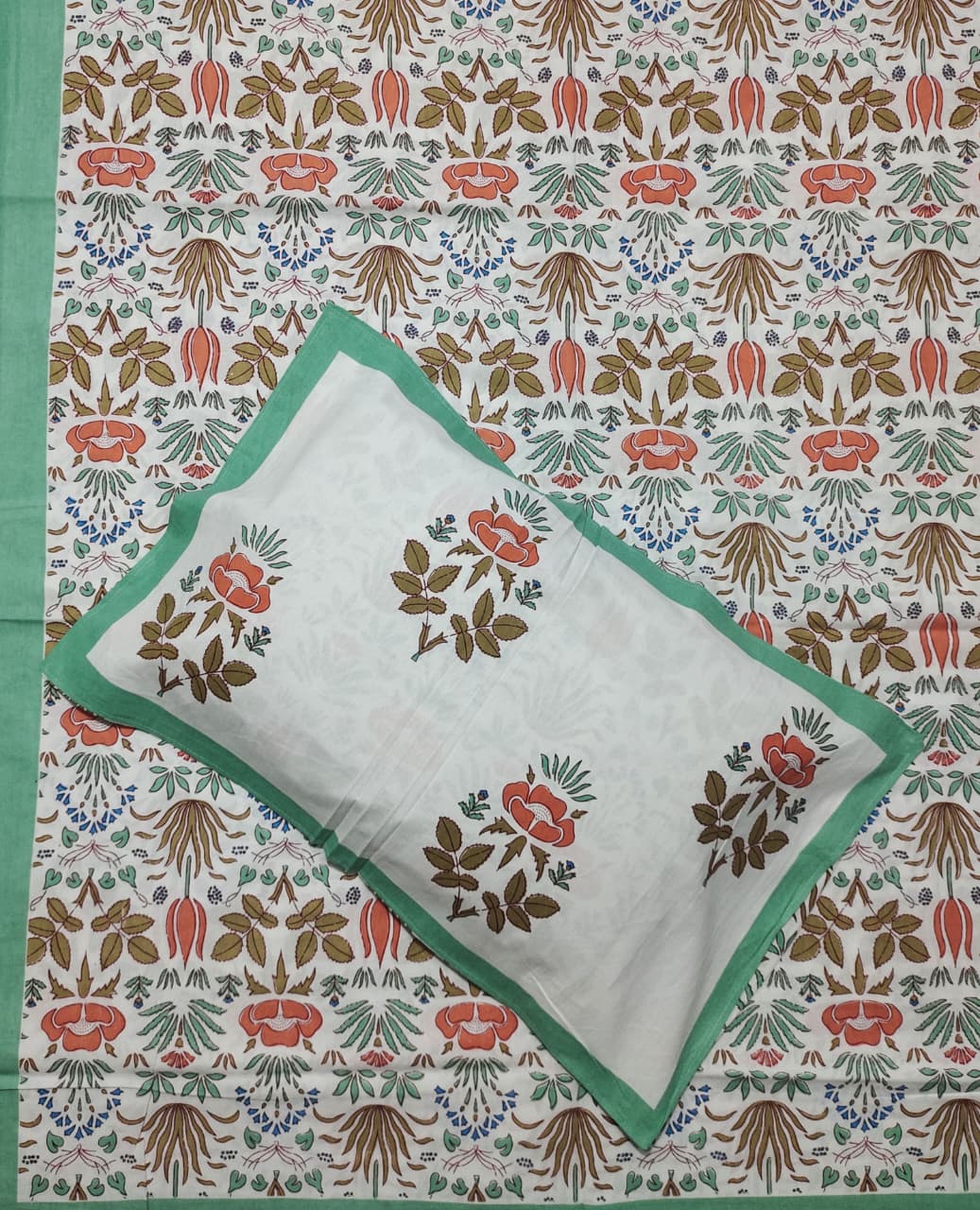 Pure Cotton HandBlock Premium King Size Bedsheet