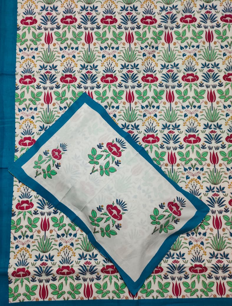 Pure Cotton HandBlock Premium King Size Bedsheet