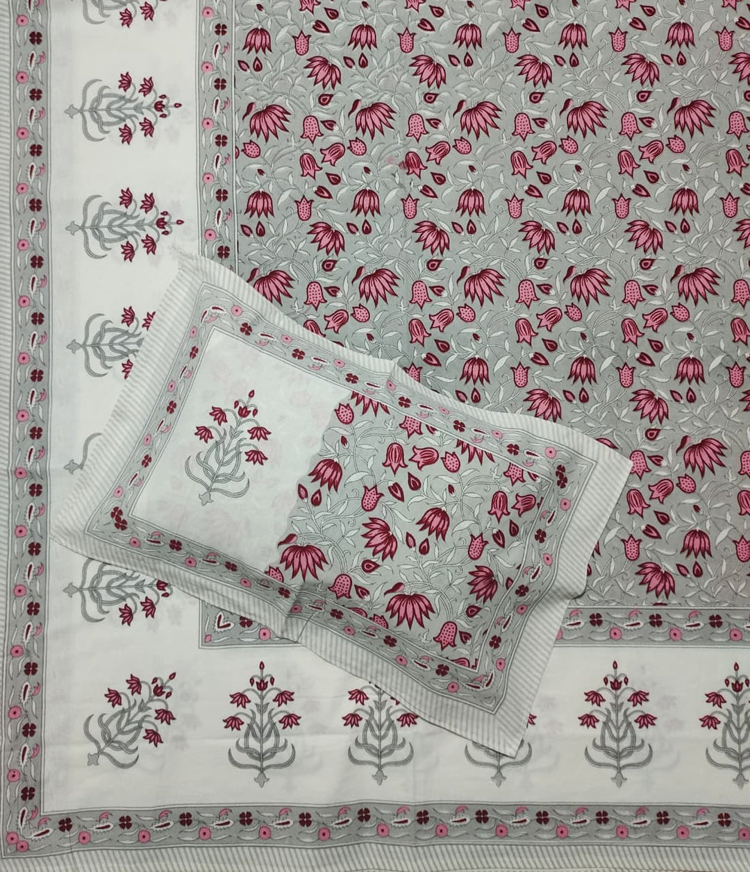 Pure Cotton HandBlock Premium King Size Bedsheet