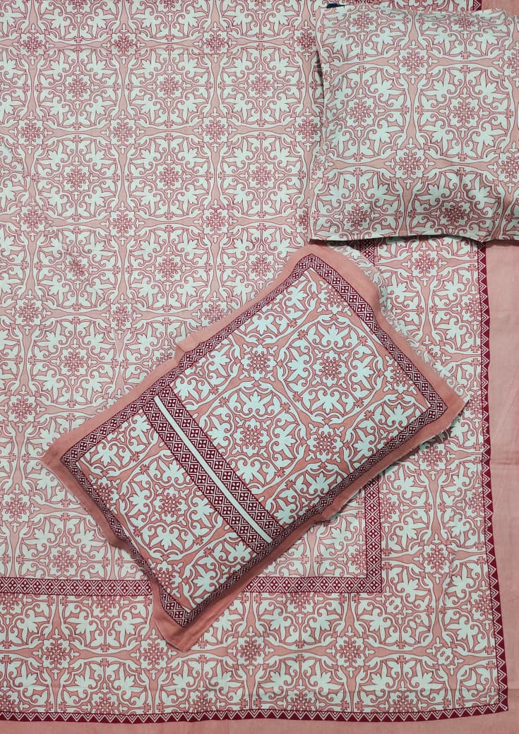 Pure Cotton HandBlock Premium King Size Bedsheet