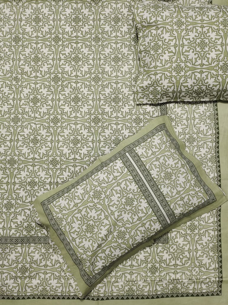 Pure Cotton HandBlock Premium King Size Bedsheet