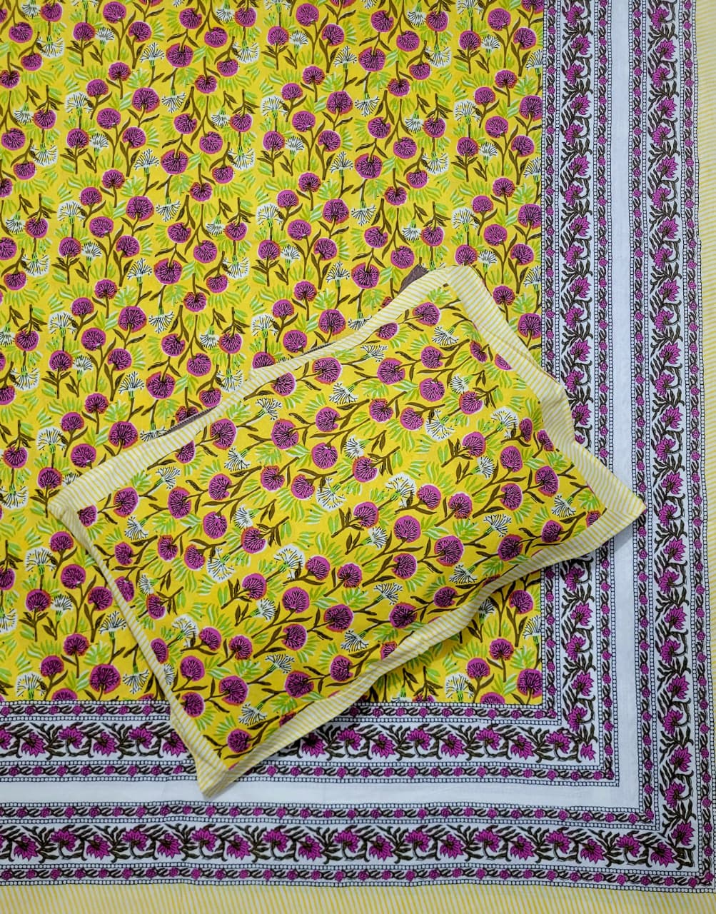 Pure Cotton HandBlock Premium King Size Bedsheet