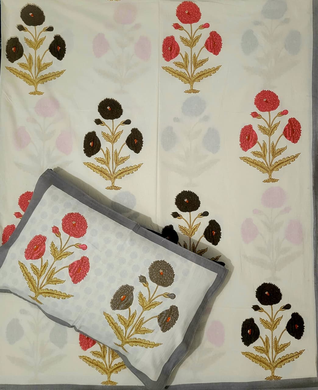 Pure Cotton HandBlock Premium King Size Bedsheet