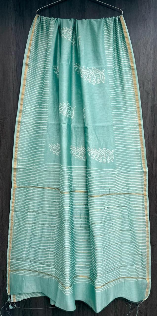 Hand Block Work Pure Chanderi Saree With Blouse