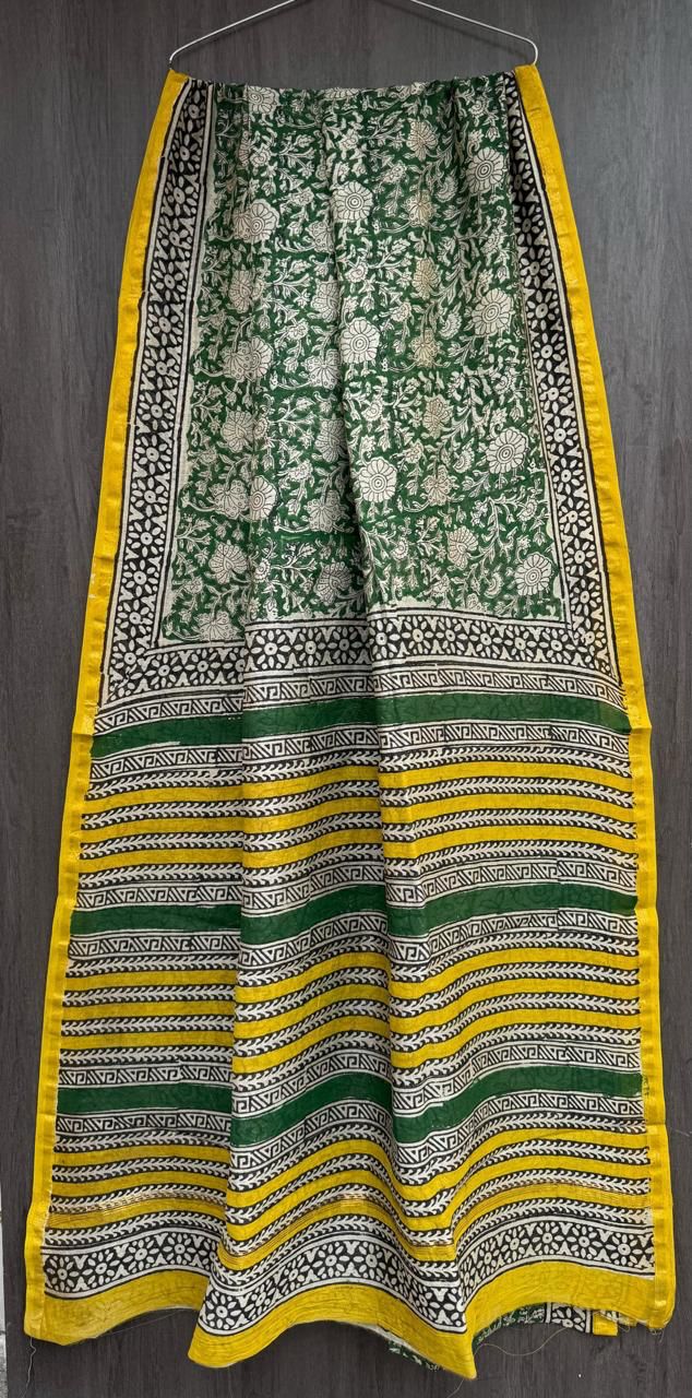 Hand Block Work Pure Chanderi Saree With Blouse