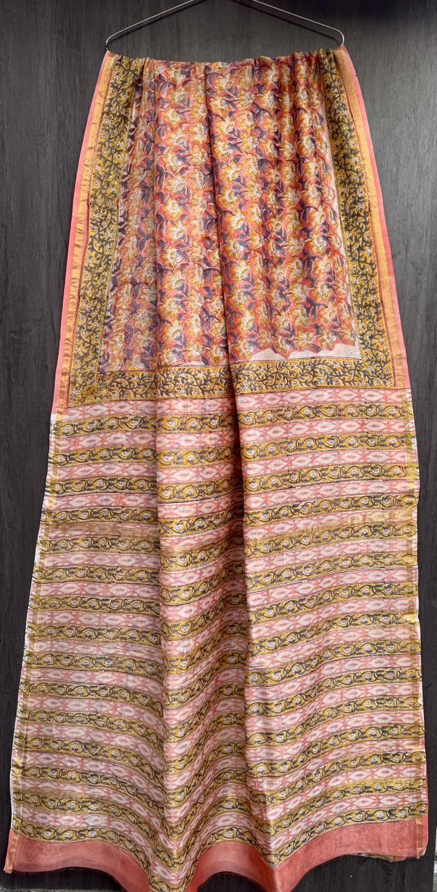 Hand Block Work Pure Chanderi Saree With Blouse