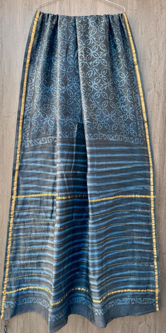 Hand Block Work Pure Chanderi Saree With Blouse