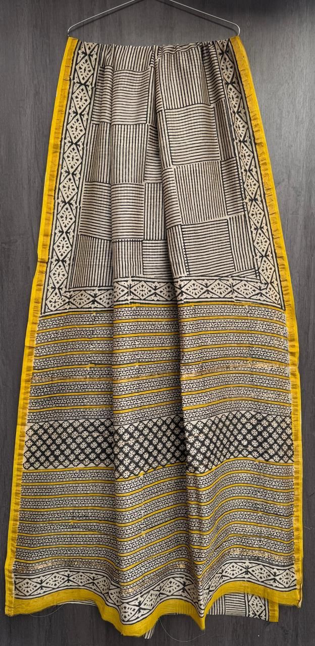 Hand Block Work Pure Chanderi Saree With Blouse