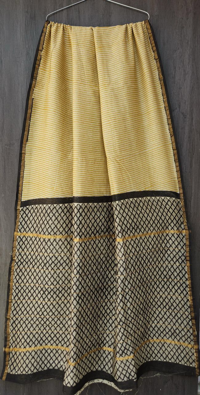 Hand Block Work Pure Chanderi Saree With Blouse