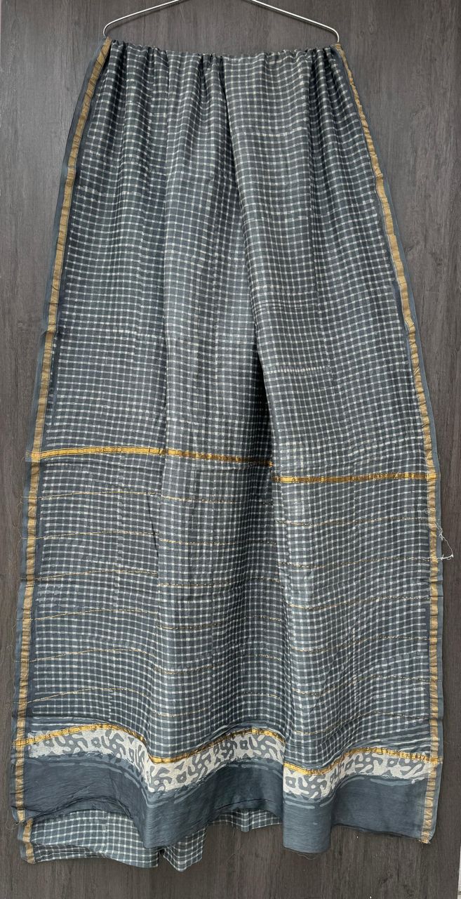 Hand Block Work Pure Chanderi Saree With Blouse