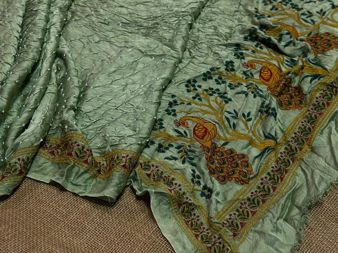 Pure Modal Silk Kashmiri Bandhej Dupatta With Figures
