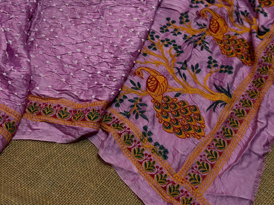 Pure Modal Silk Kashmiri Bandhej Dupatta With Figures