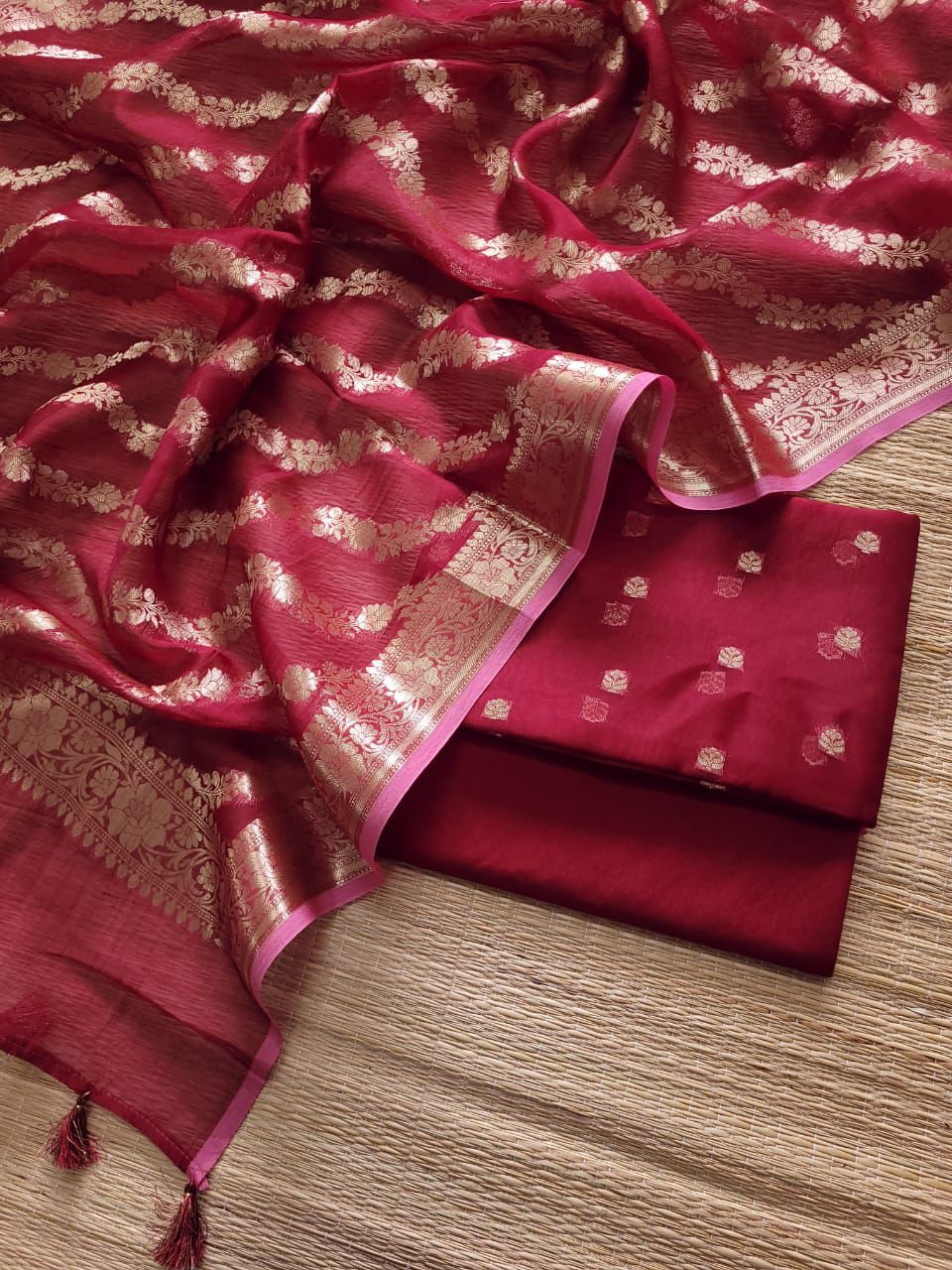 Exclusive Pure Banarasi Organza Silk Unstitched Suit