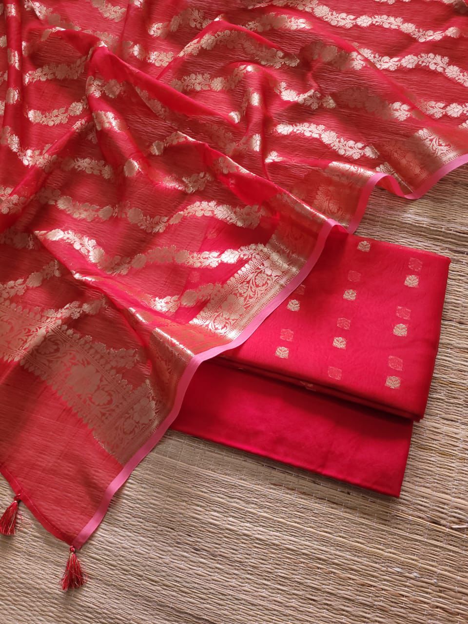 Exclusive Pure Banarasi Organza Silk Unstitched Suit