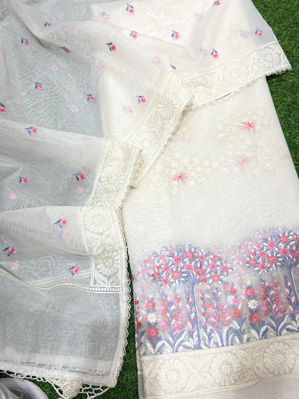Pure Banarasi Mul Chanderi Silk Unstitched Suit