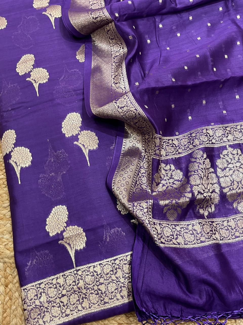 Pure Banarasi Resham Chanderi Unstitched Suit