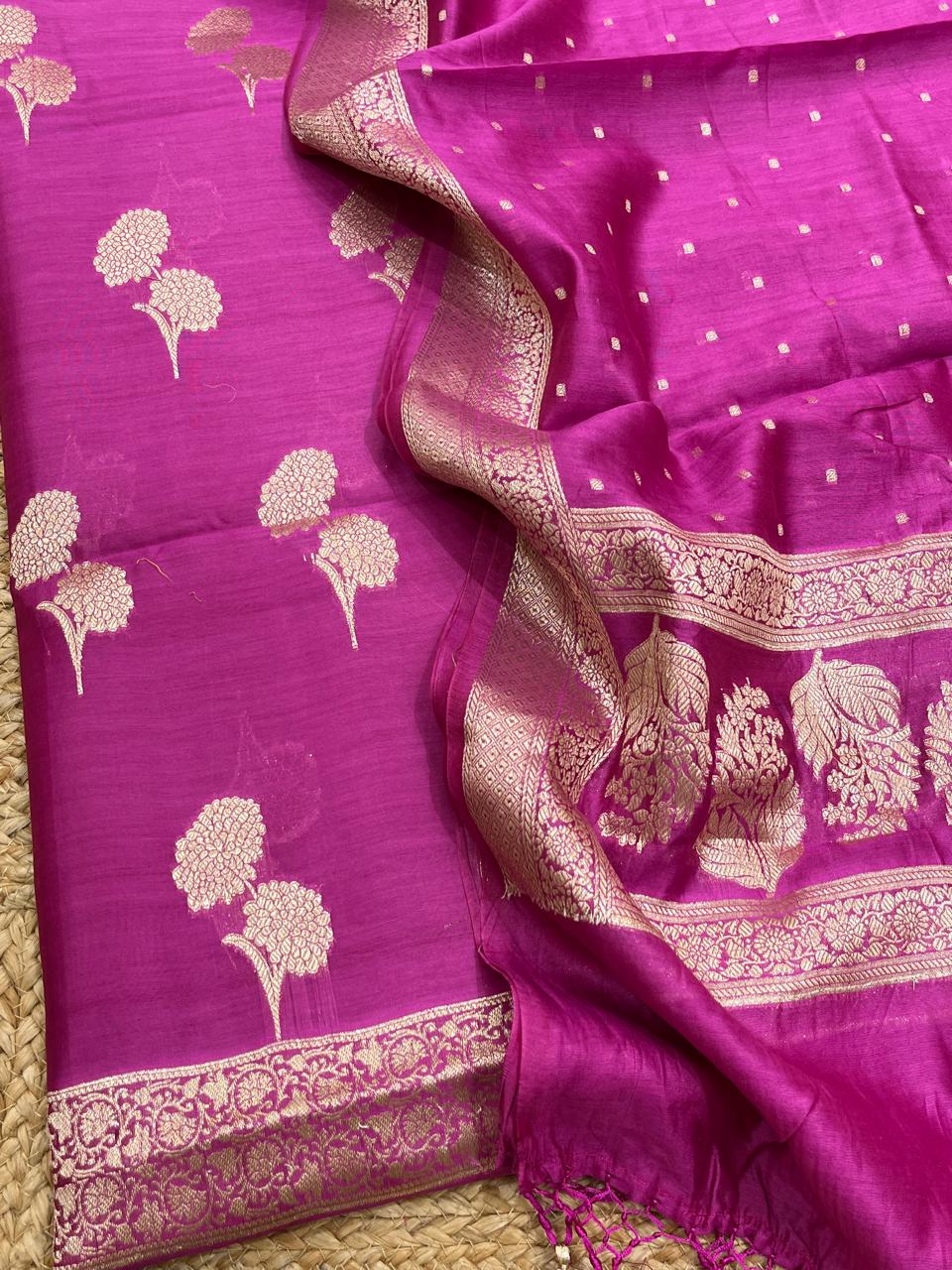 Pure Banarasi Resham Chanderi Unstitched Suit