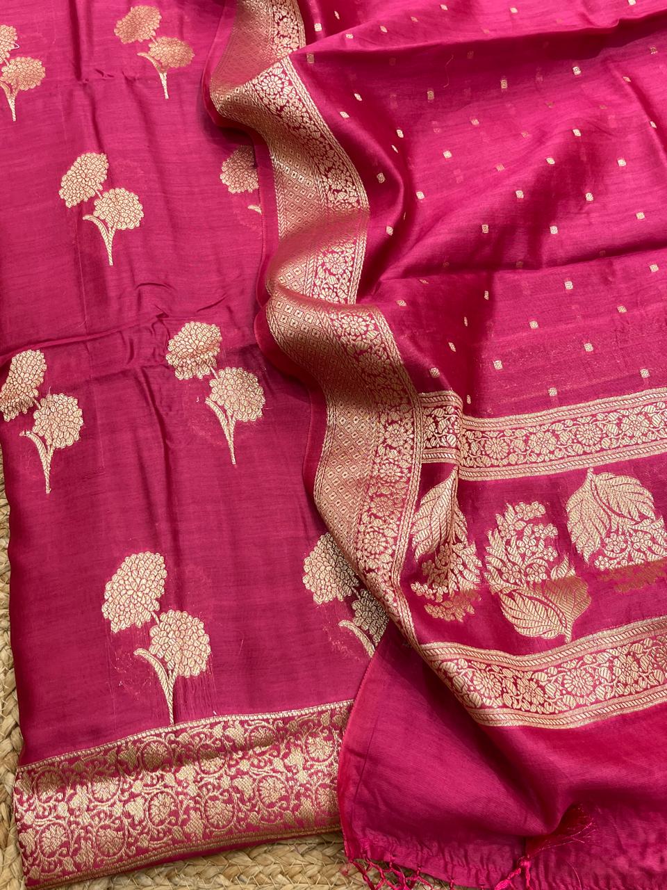 Pure Banarasi Resham Chanderi Unstitched Suit