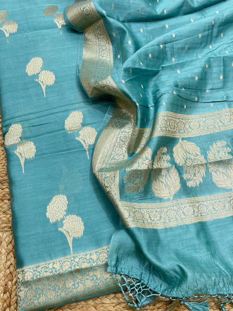 Pure Banarasi Resham Chanderi Unstitched Suit