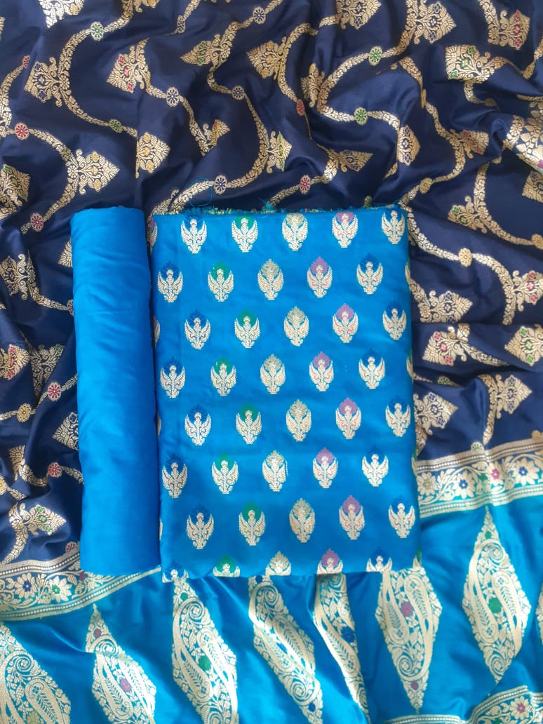 Banarasi Katan Silk Alfi Weaved Unstitched Suit