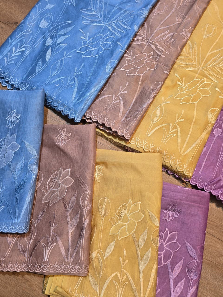 Pure Banarasi chanderi Silk Applique Work Unstitched Suit