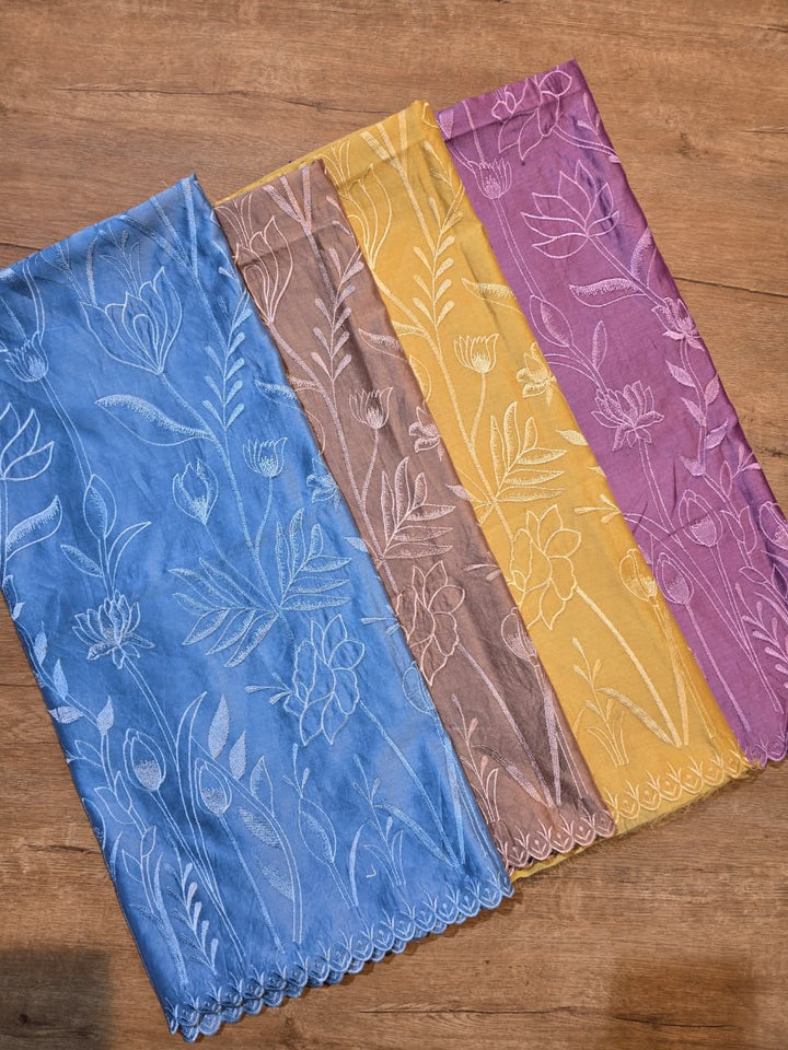 Pure Banarasi chanderi Silk Applique Work Unstitched Suit