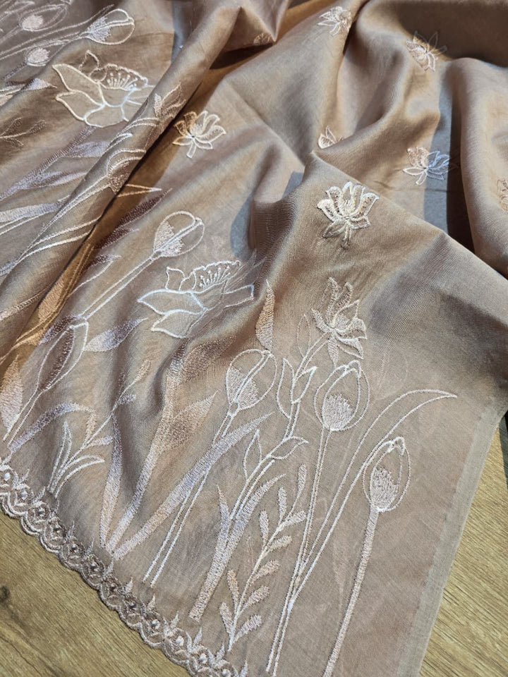 Pure Banarasi chanderi Silk Applique Work Unstitched Suit