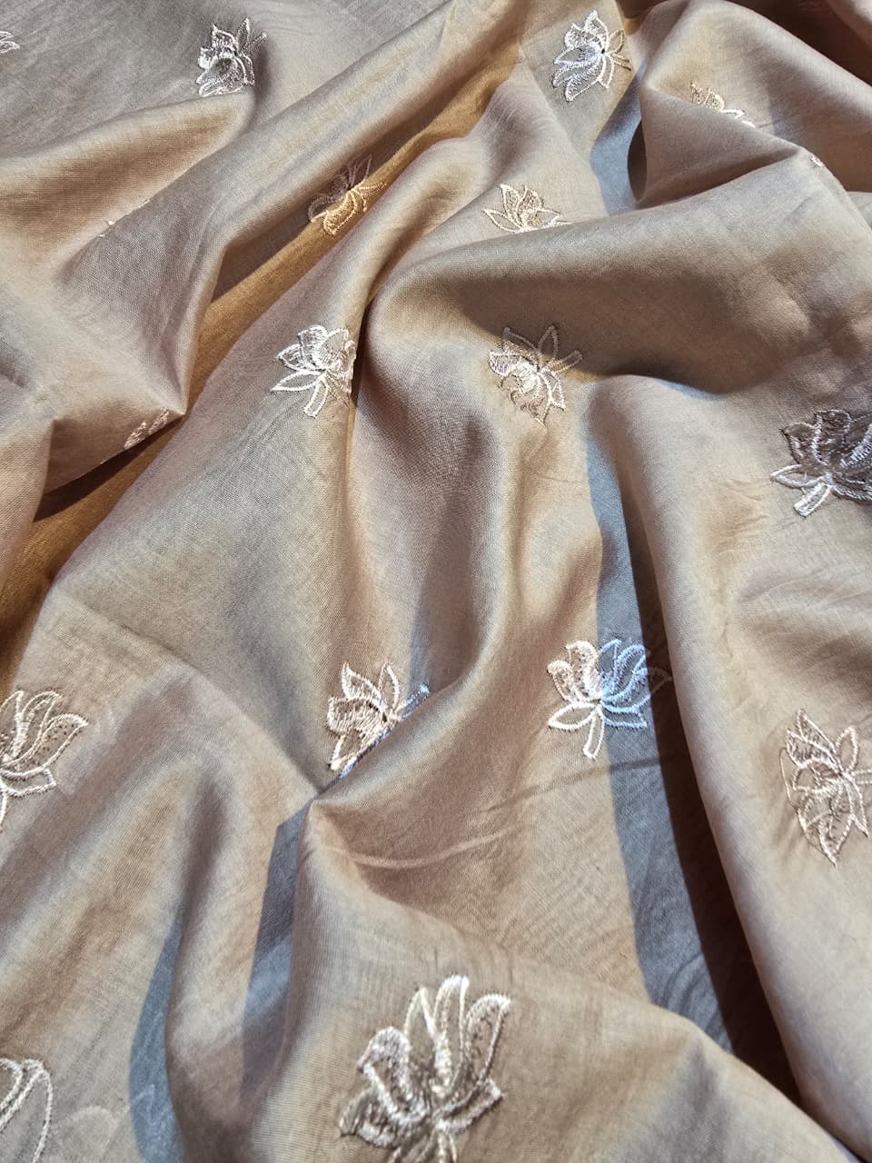 Pure Banarasi chanderi Silk Applique Work Unstitched Suit