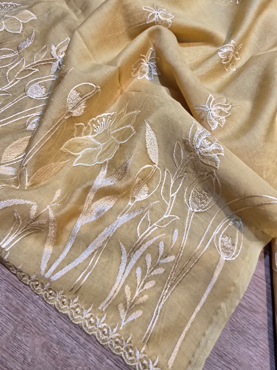 Pure Banarasi chanderi Silk Applique Work Unstitched Suit