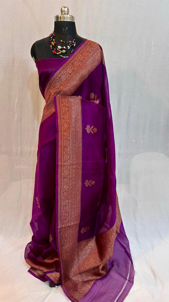 Pure Kora Organza Silk Handloom Kadhwa Zari Work Saree
