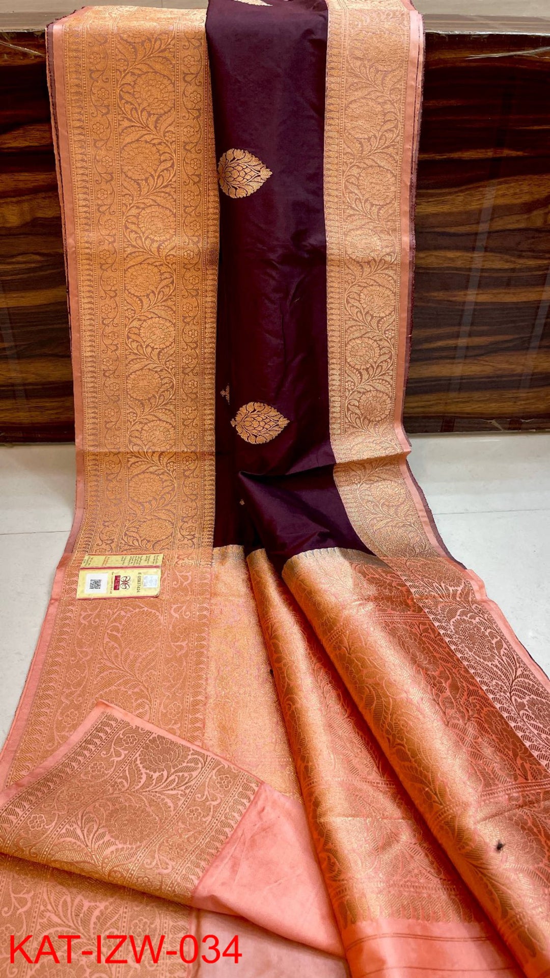 Pure Banarasi Katan Silk Saree With Antique Zari Work.