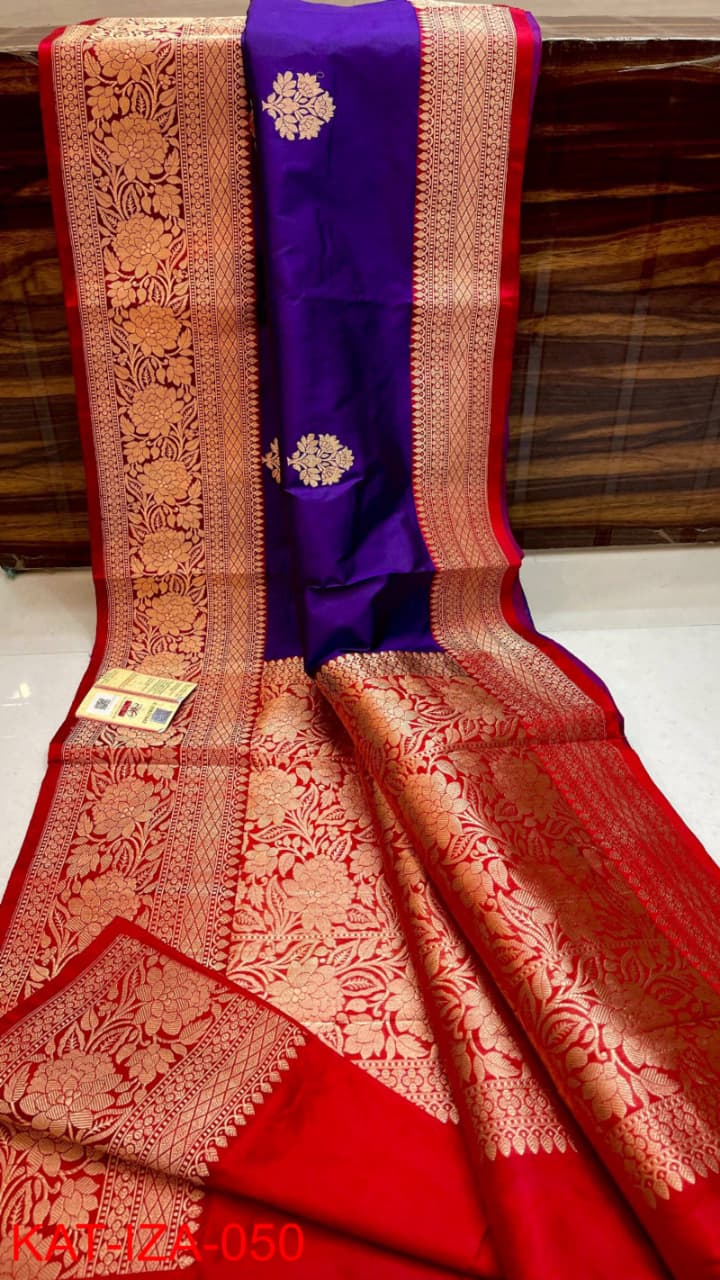 Pure Banarasi Katan Silk Saree With Antique Zari Work .